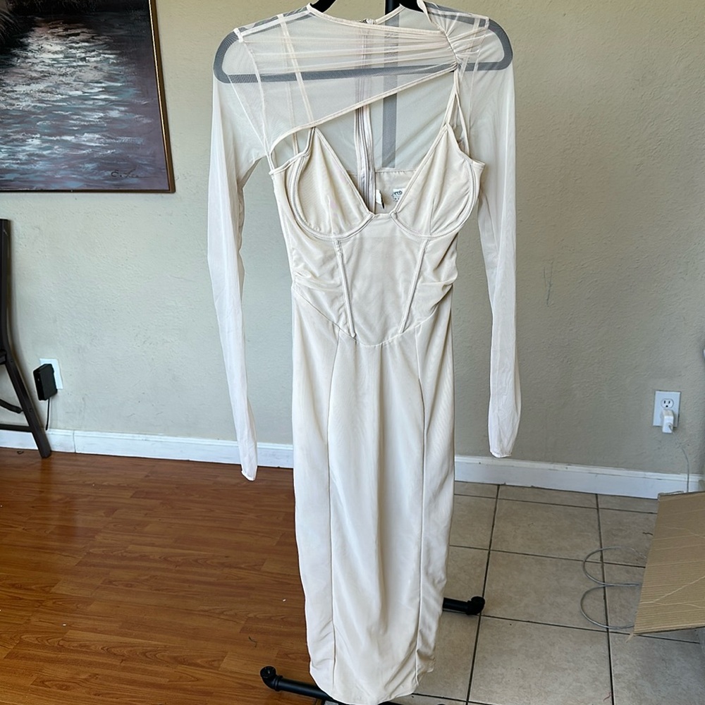 House of CB ‘Beatrice’ Beige Corset Midi Dress NWOT Size S‎ - Picture 6 of 14